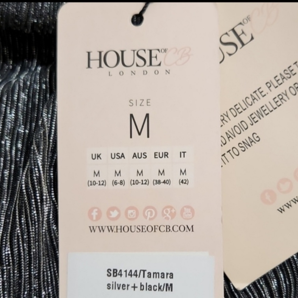 House of CB "Tamara" Silver Lurex Crop Top NWT - Picture 11 of 12